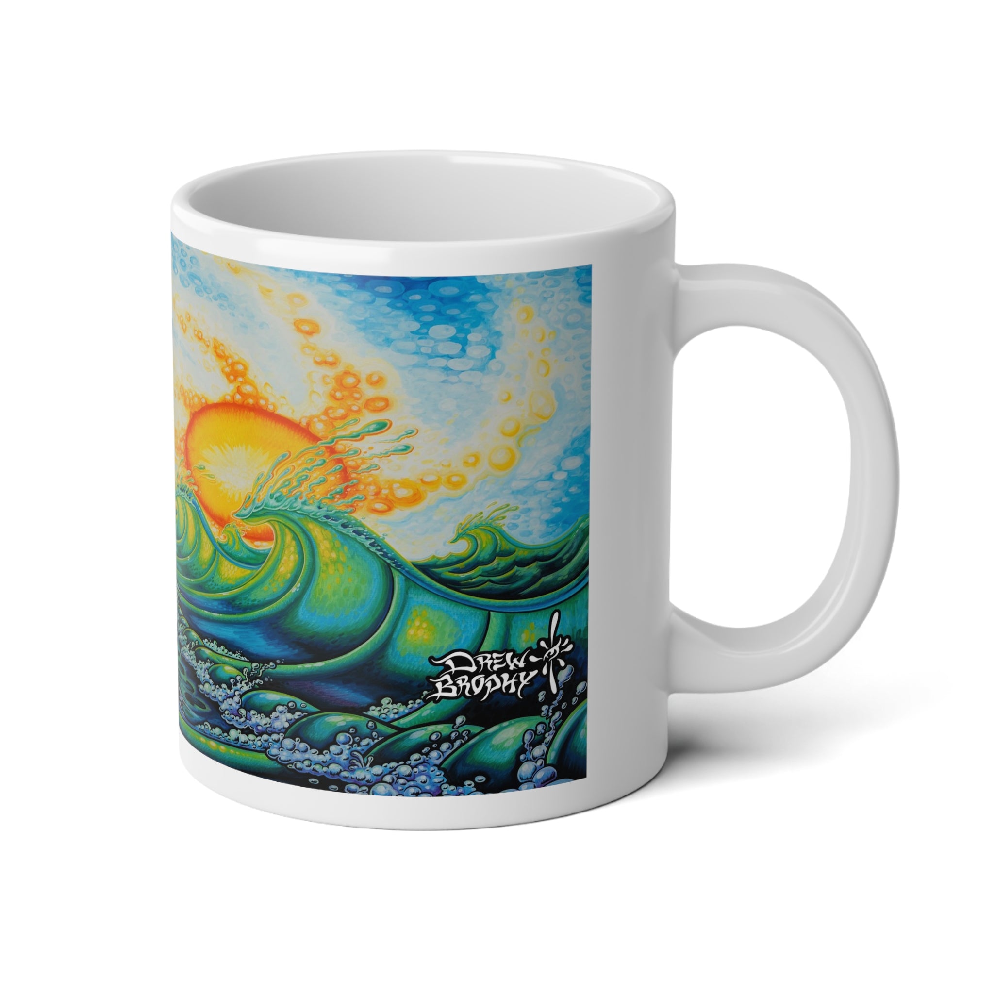 SanoDaze 20oz Jumbo Mug — Vibrant Tropical Beach Sunrise Surf Art