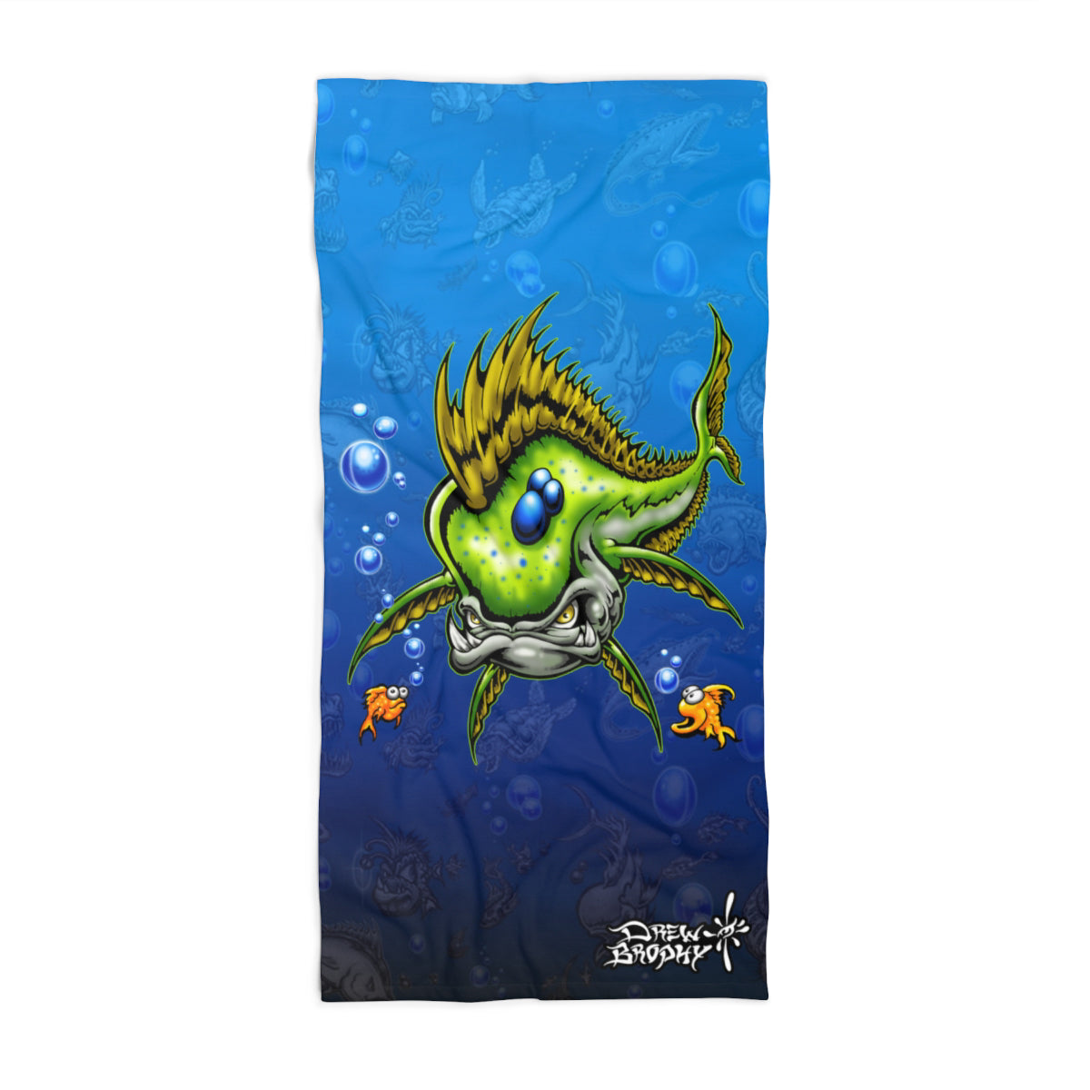 "Mad Mahi" Beach Towel — Bright Fish Design for Beach, Pool, or fisherman.