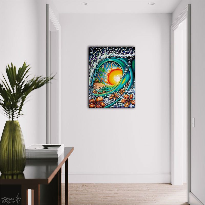 Hawaii Wall Art Big Waves Plumerias Surfing