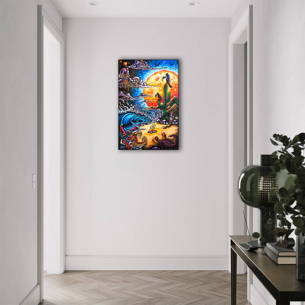 Baja Bad surf art by Drew Brophy stretched canvas print