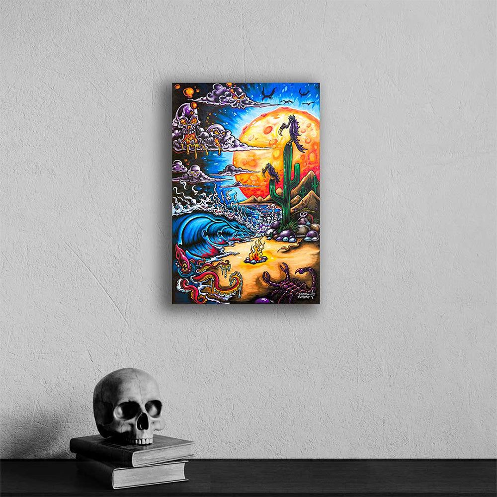 Baja Bad surf art by Drew Brophy mini canvas print