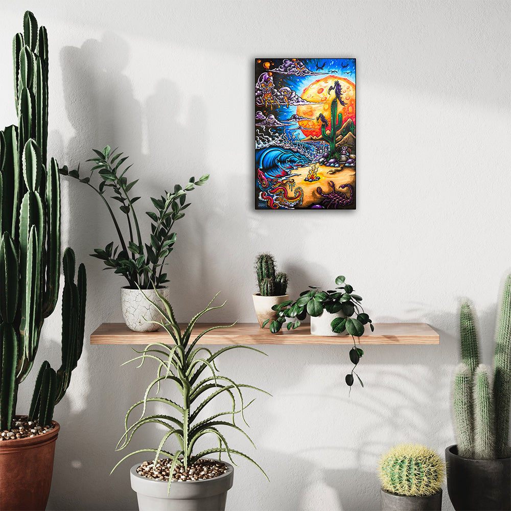 Baja Bad surf art by Drew Brophy stretched canvas print