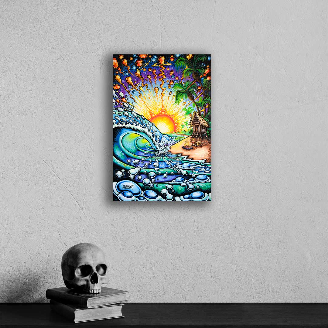 Beach Fire 8x12 Inch Mini Stretched Canvas