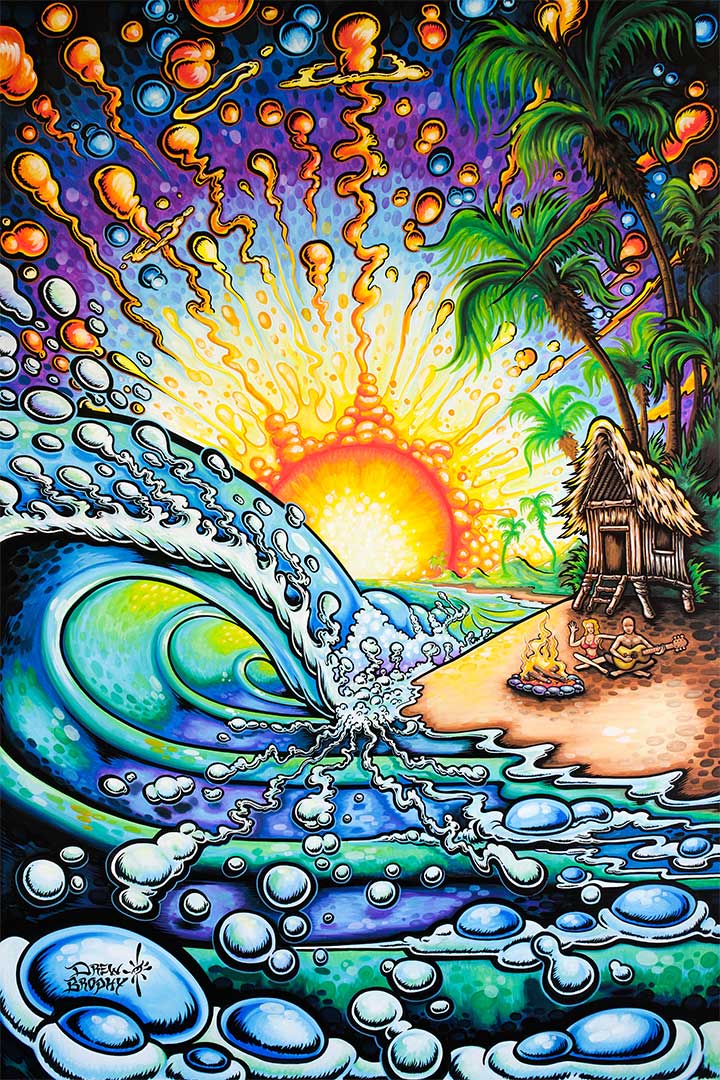 Beach Fire 8x12 Inch Mini Stretched Canvas