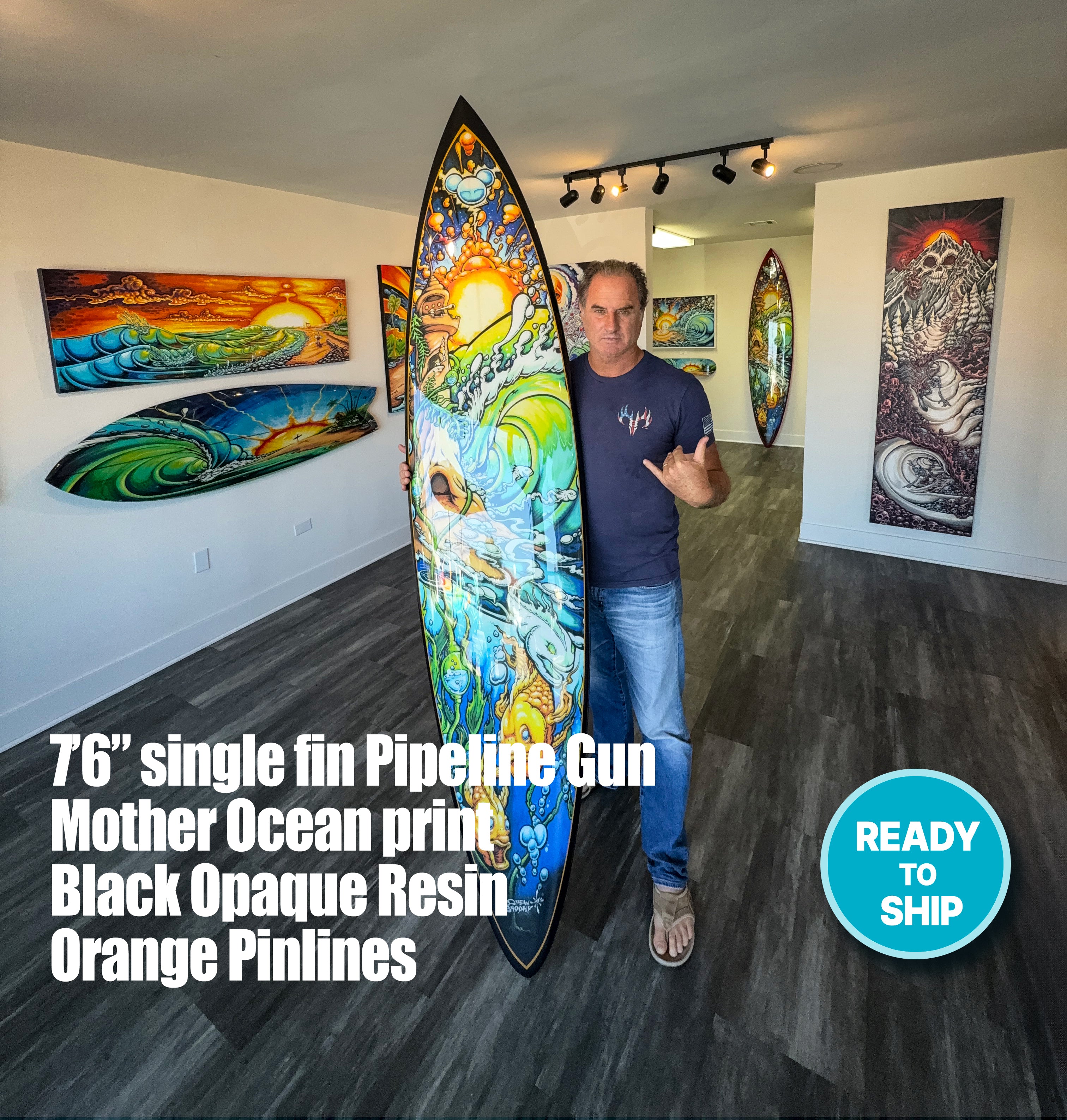 Mother Ocean 7'6" Gun Custom Decorative Surfboard Art