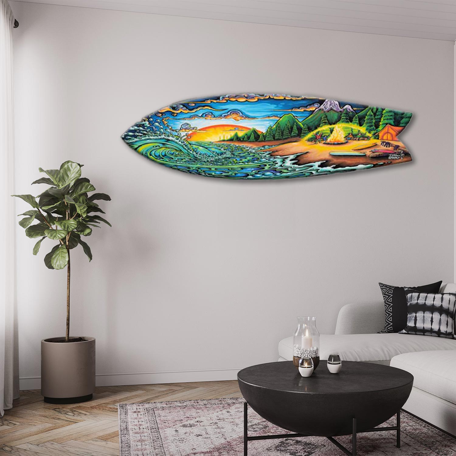 Decorative Surfboard Art - Camp Fire