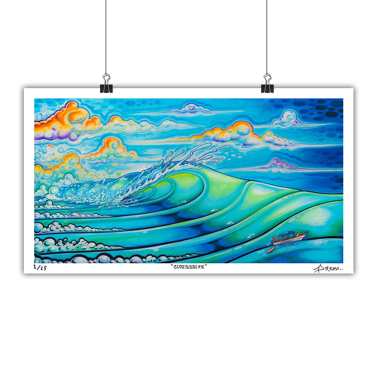 Cloudbreak Limited Signed Numbered Edition Wall Surf Art Prints - Tavarua Island Fiji Inspired