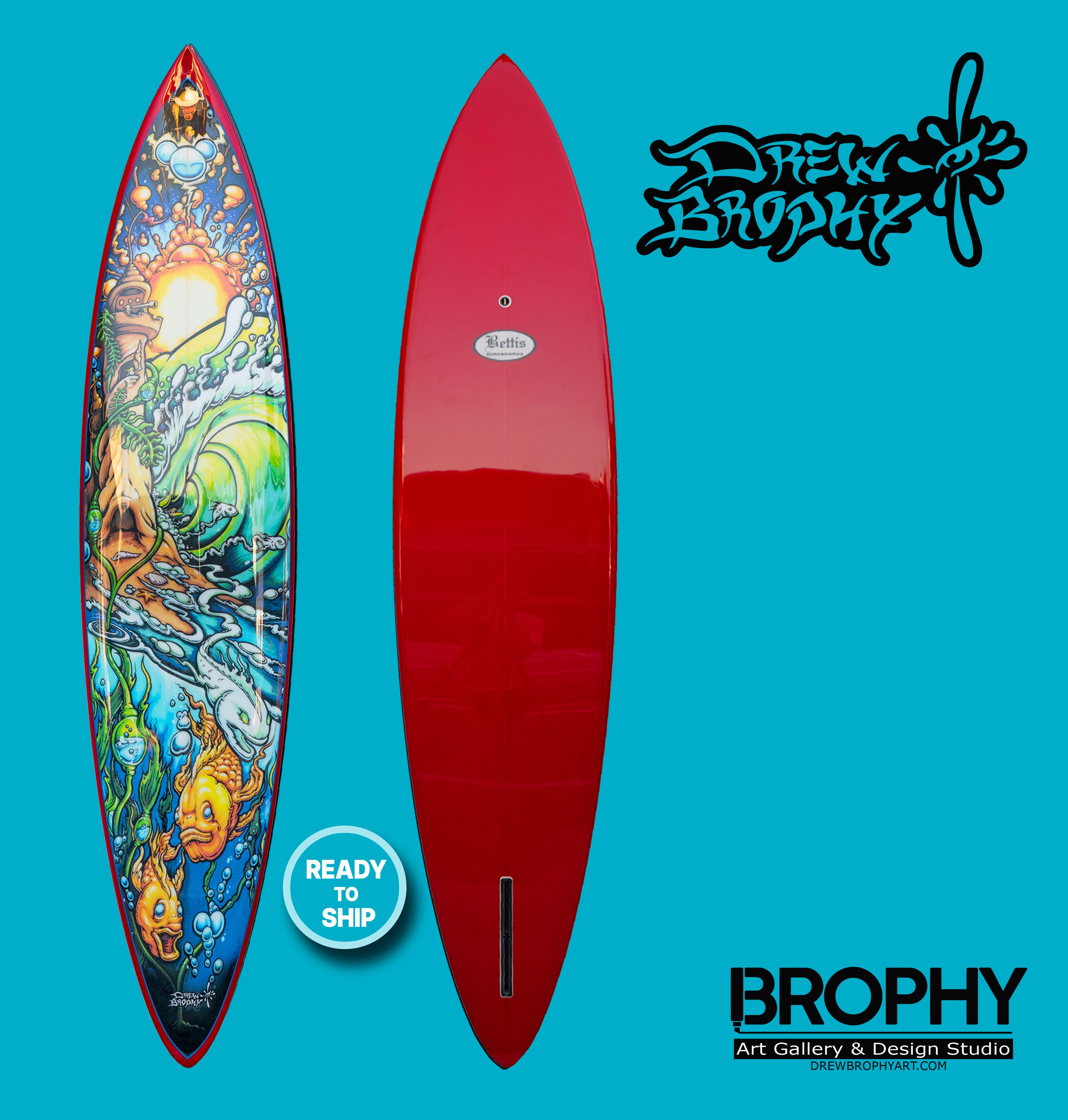 Mother Ocean 7'6" Gun Custom Decorative Surfboard Art
