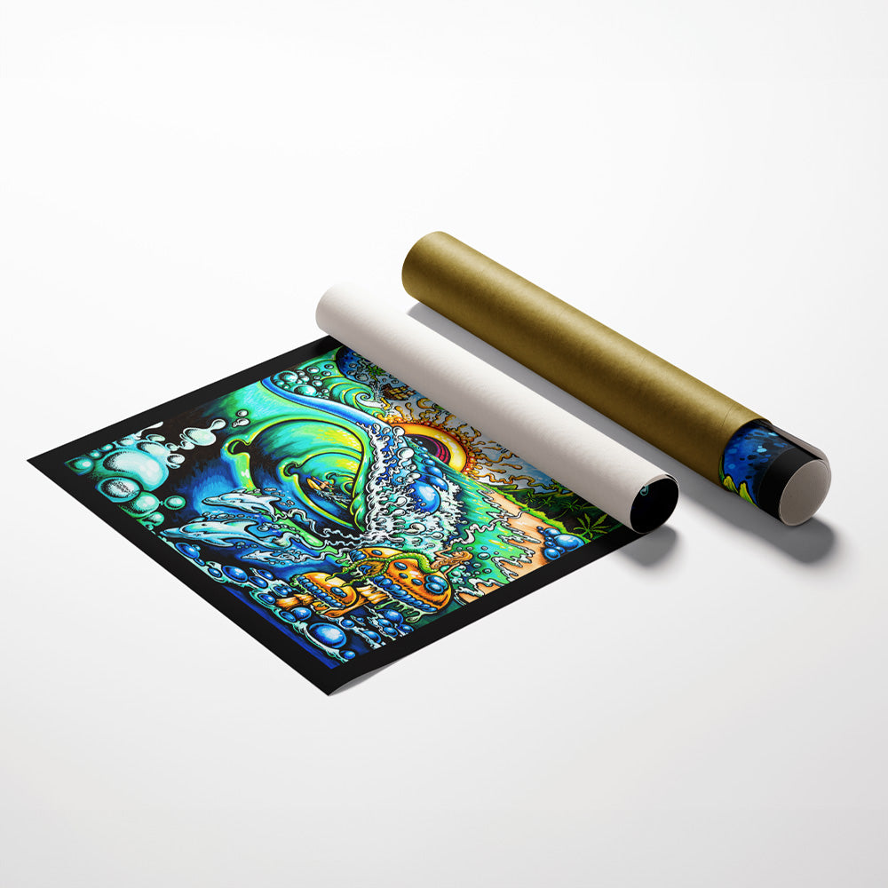 Rolled Canvas summer dreams weed art by Drew Brophy