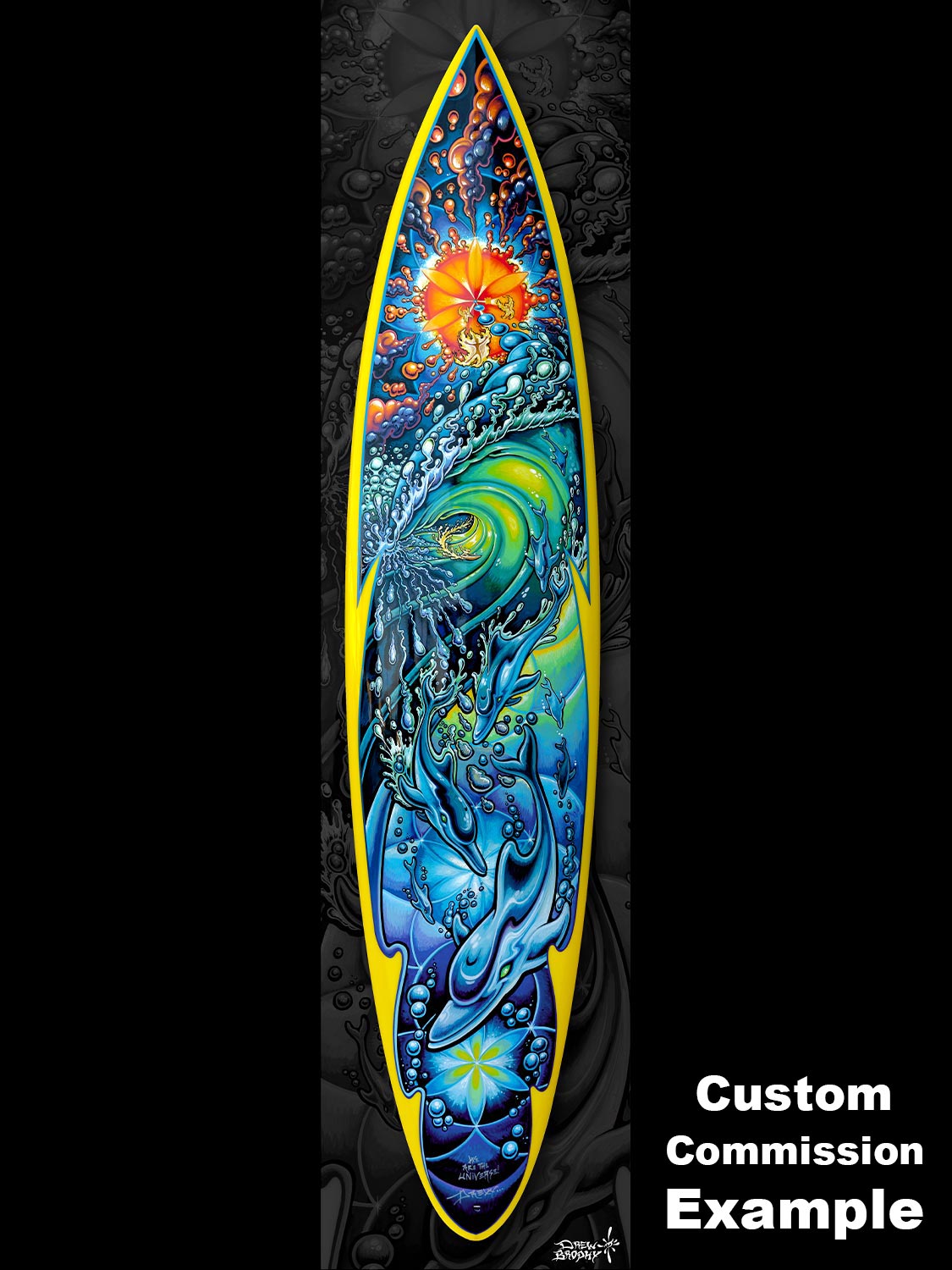 Commissioned Original Painting on Gerry Lopez Surfboard Art hand-painted by Drew