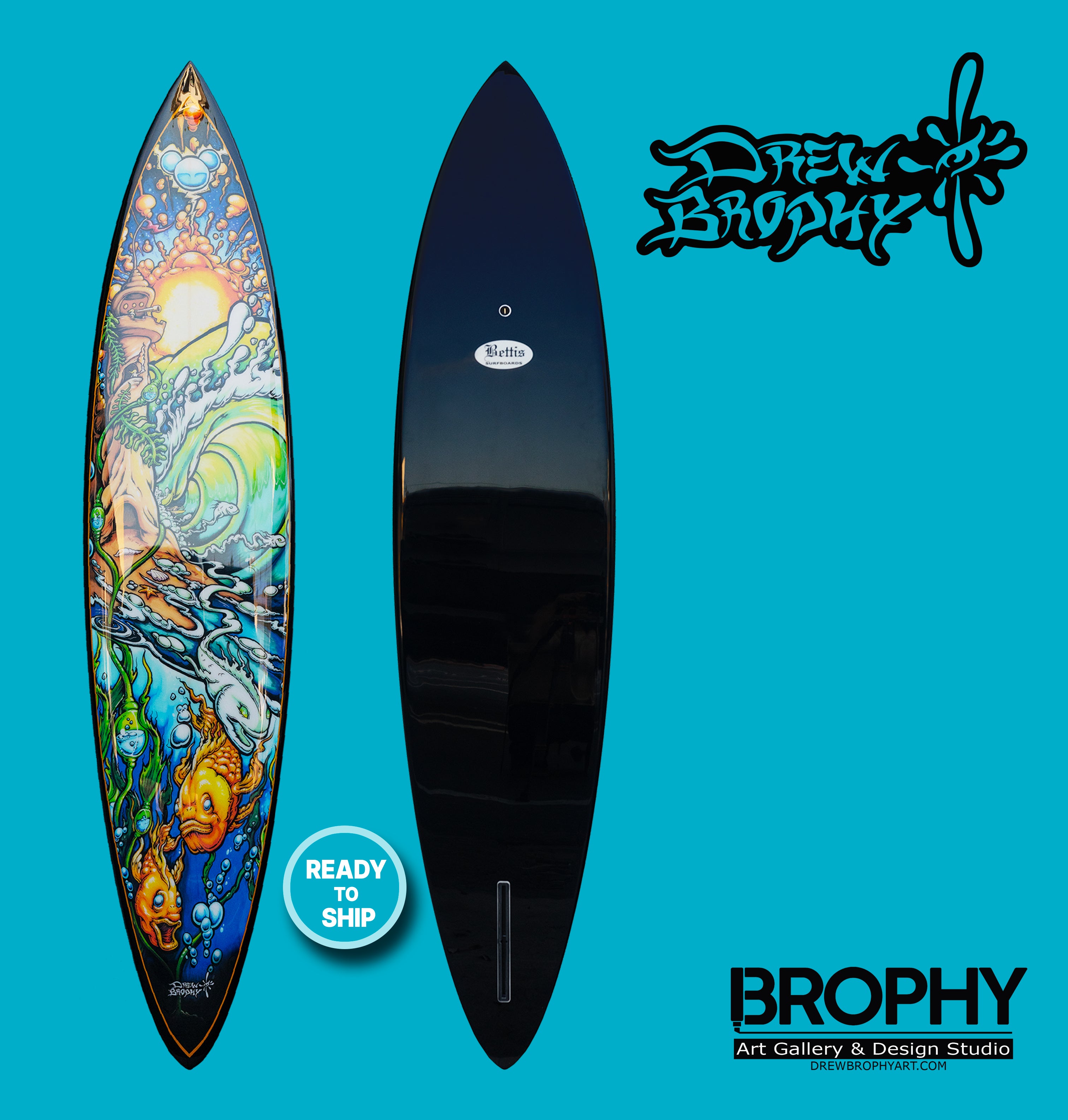 Mother Ocean 7'6" Gun Custom Decorative Surfboard Art