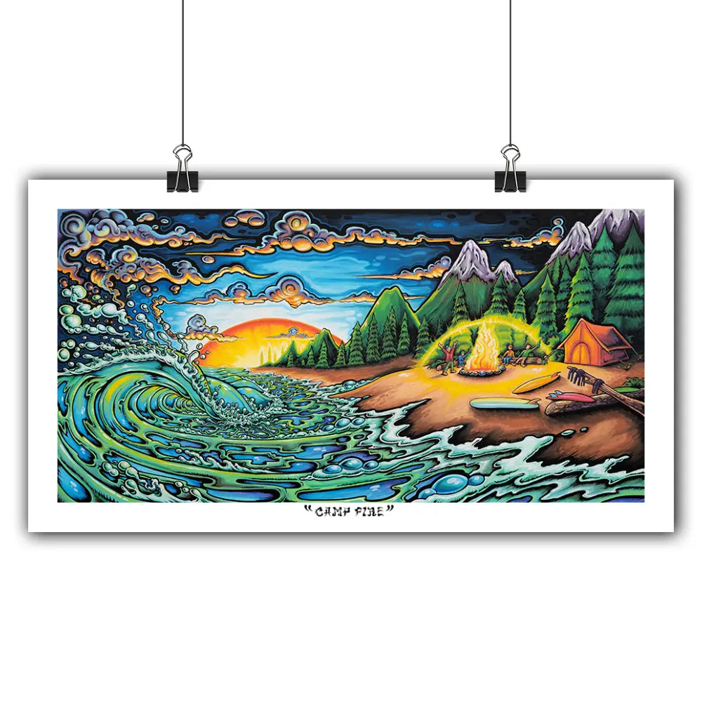 camp fire paper print by Drew Brophy