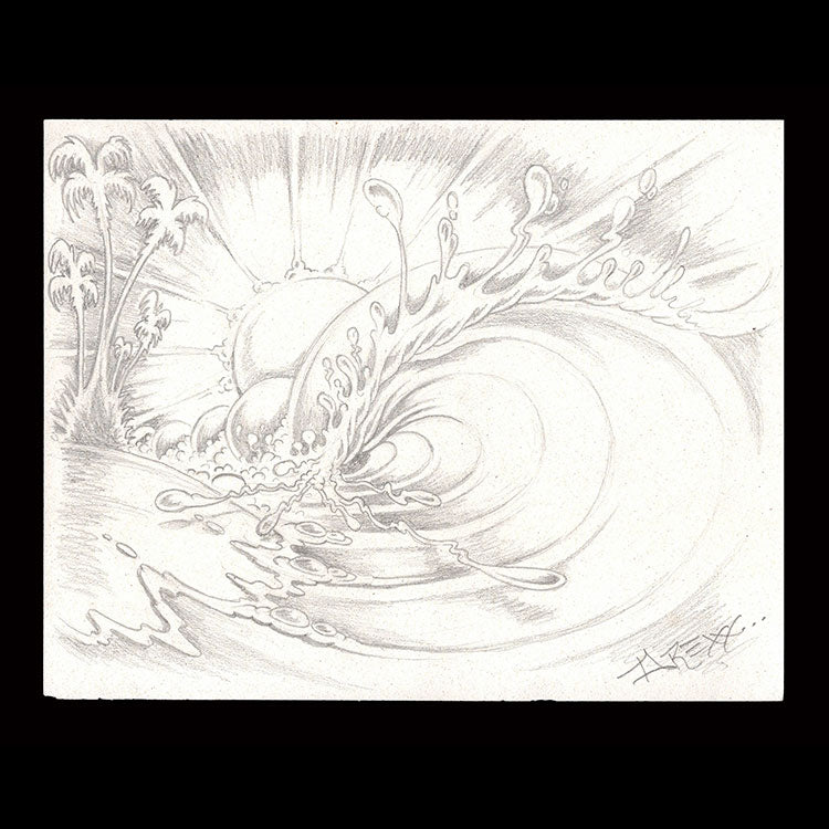 Tubes In Paradise Art Sketch on Paper 7" x 9" Inches