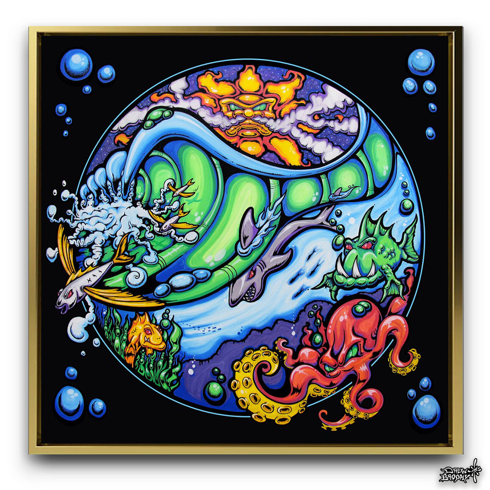 WhyLand by Drew Brophy canvas print with gold frame. Featured in the vintage art collection.