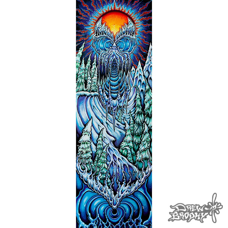Winter Wave Skull snow art- Matt Biolos and Brophy Lib Tech Snowboard Art Collaboration