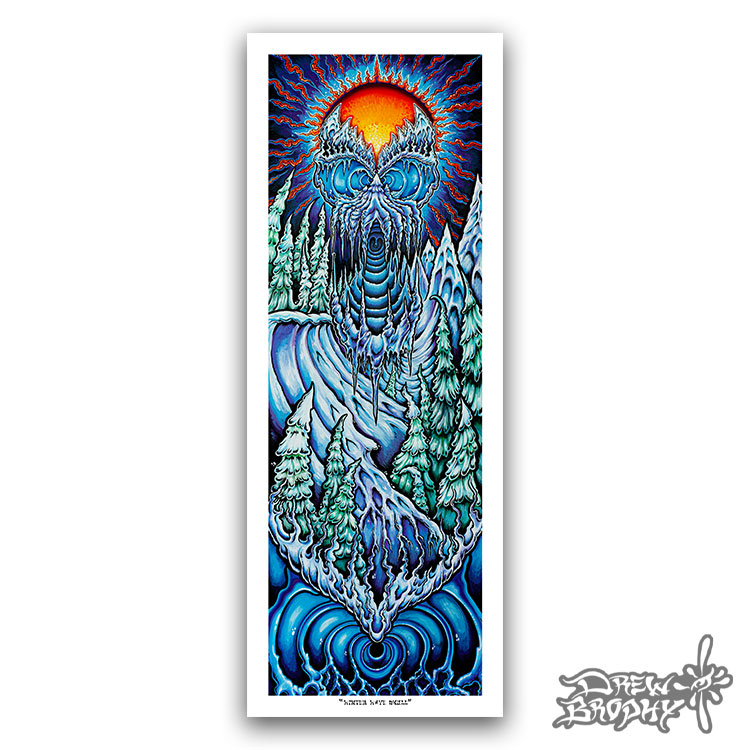 Winter Wave Skull - Only 25 Limited Edition Hand Signed by Drew - Matt Biolos and Brophy Lib Tech Snowboard Art Collaboration