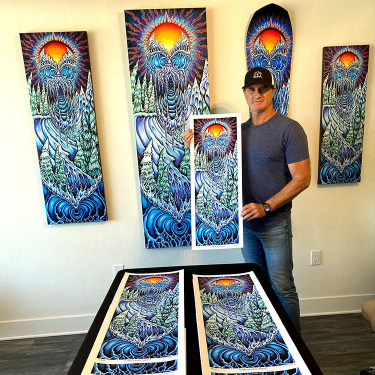 Winter Wave Skull snow art- Matt Biolos and Brophy Lib Tech Snowboard Art Collaboration