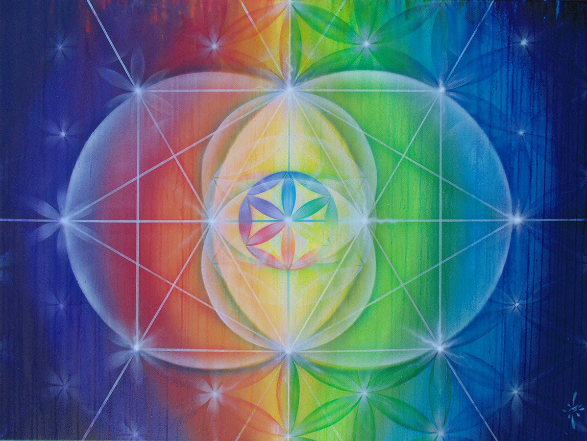 Commissioned Custom Sacred Geometry Painting by Drew Brophy