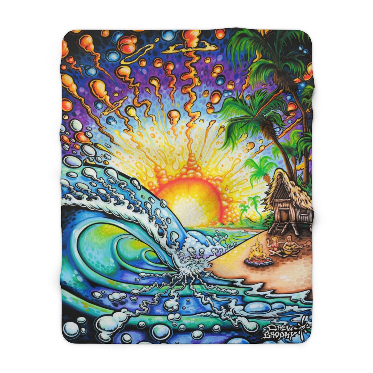 Beach Fire Sherpa Fleece Blanket