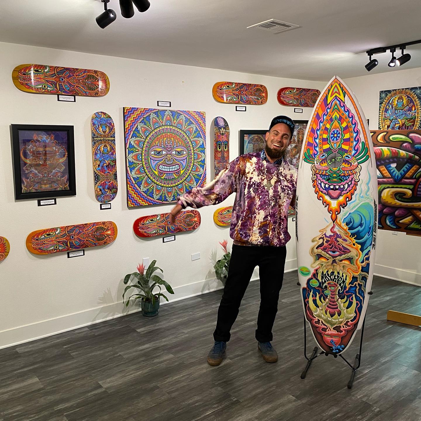 SOLD! The MIND 6'4" Fine art painting Collaboration by Drew Brophy x Chris Dyer