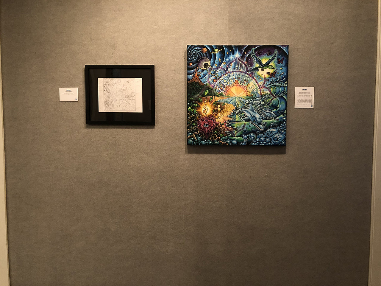 SOLD! CREATION sketch 14-1/2" x 17" on Paper Framed in black frame and plexiglass