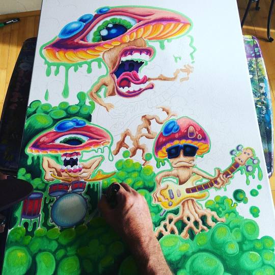 SINGING SHROOMS 24"x36" Original painting on Canvas by Drew Brophy