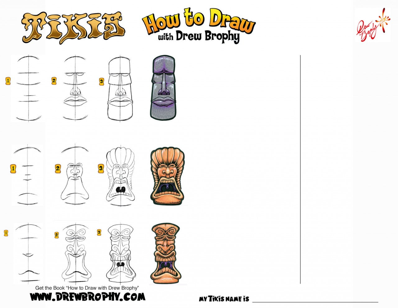 HOW TO DRAW A TIKI Free Art Template Download for Kids