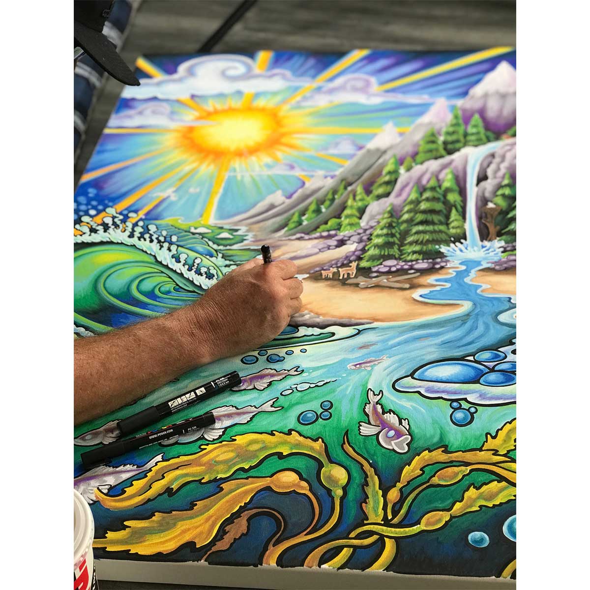 Drew Brophy Life Force painting in progress.