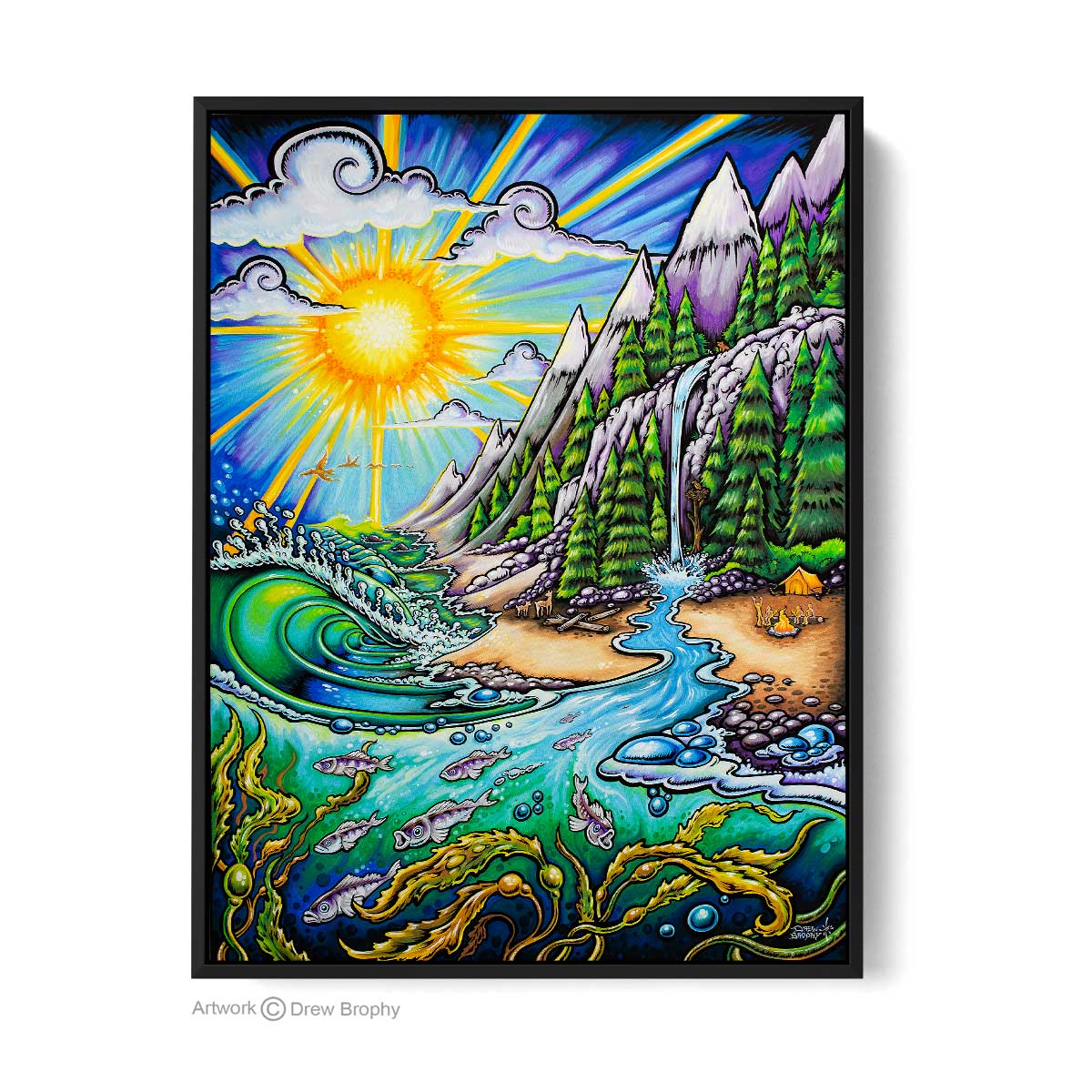 Life Force by Drew Brophy. Black Framed stretched Canvas. Wall art.
