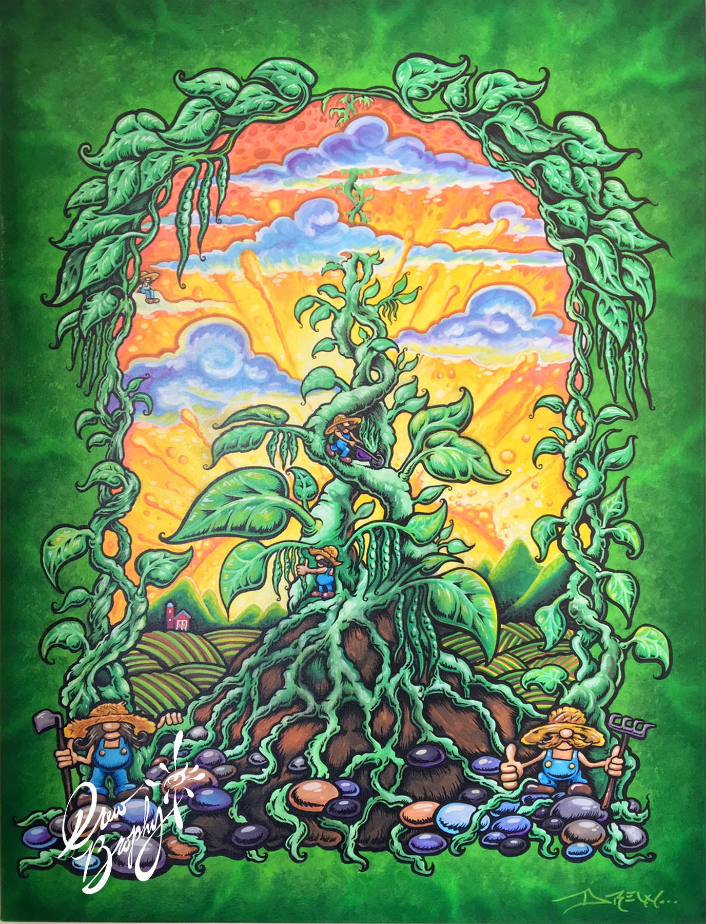 MAGIC BEANS 40" x 30" Original painting on Canvas by Drew Brophy - EARTH SERIES
