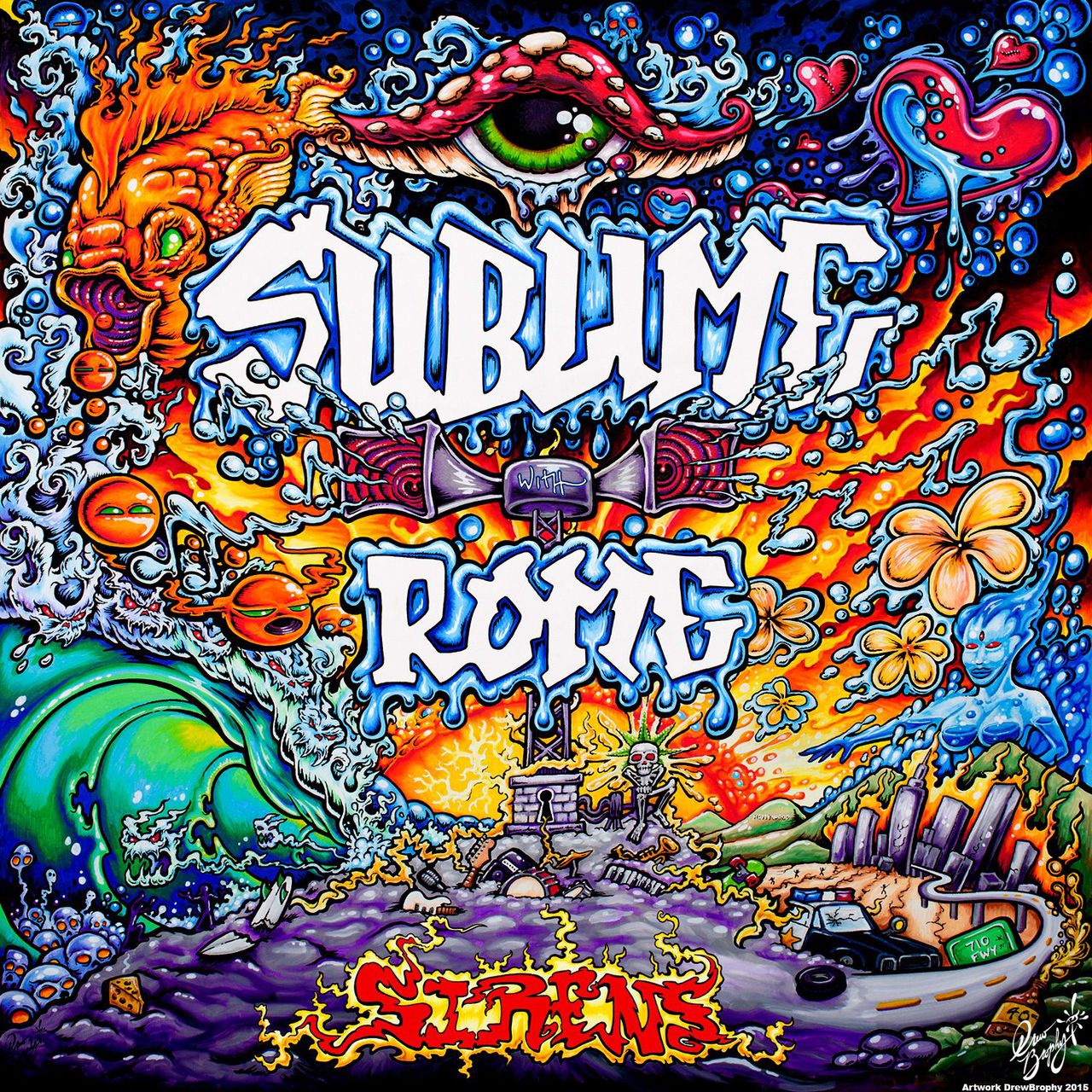 SUBLIME WITH ROME SIRENS Original Paintings SIGNED By BAND Paint Pen on Canvas