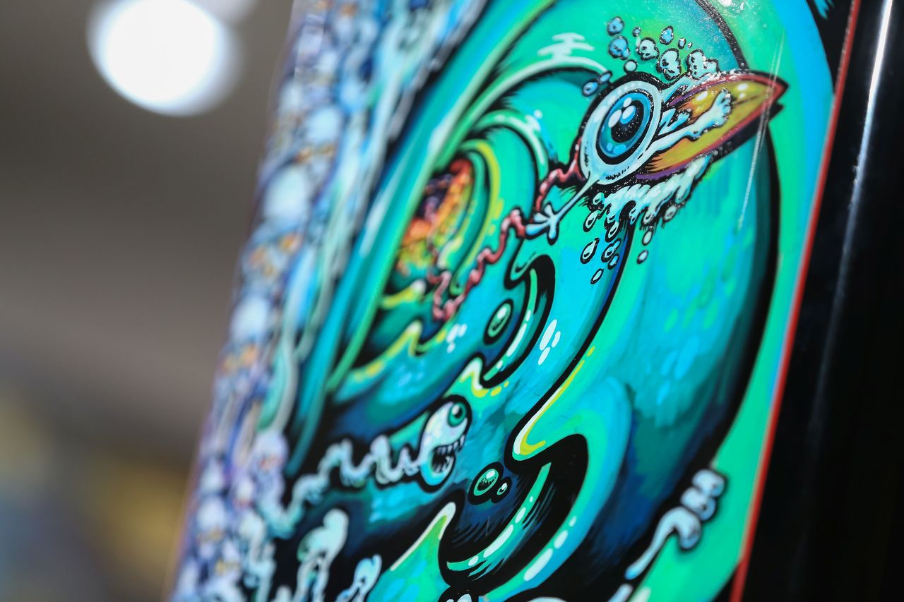 SOLD! TRIBUTE TO RICK GRIFFIN 7'10" fine art painting on Custom Shaped Surfboard by Drew Brophy