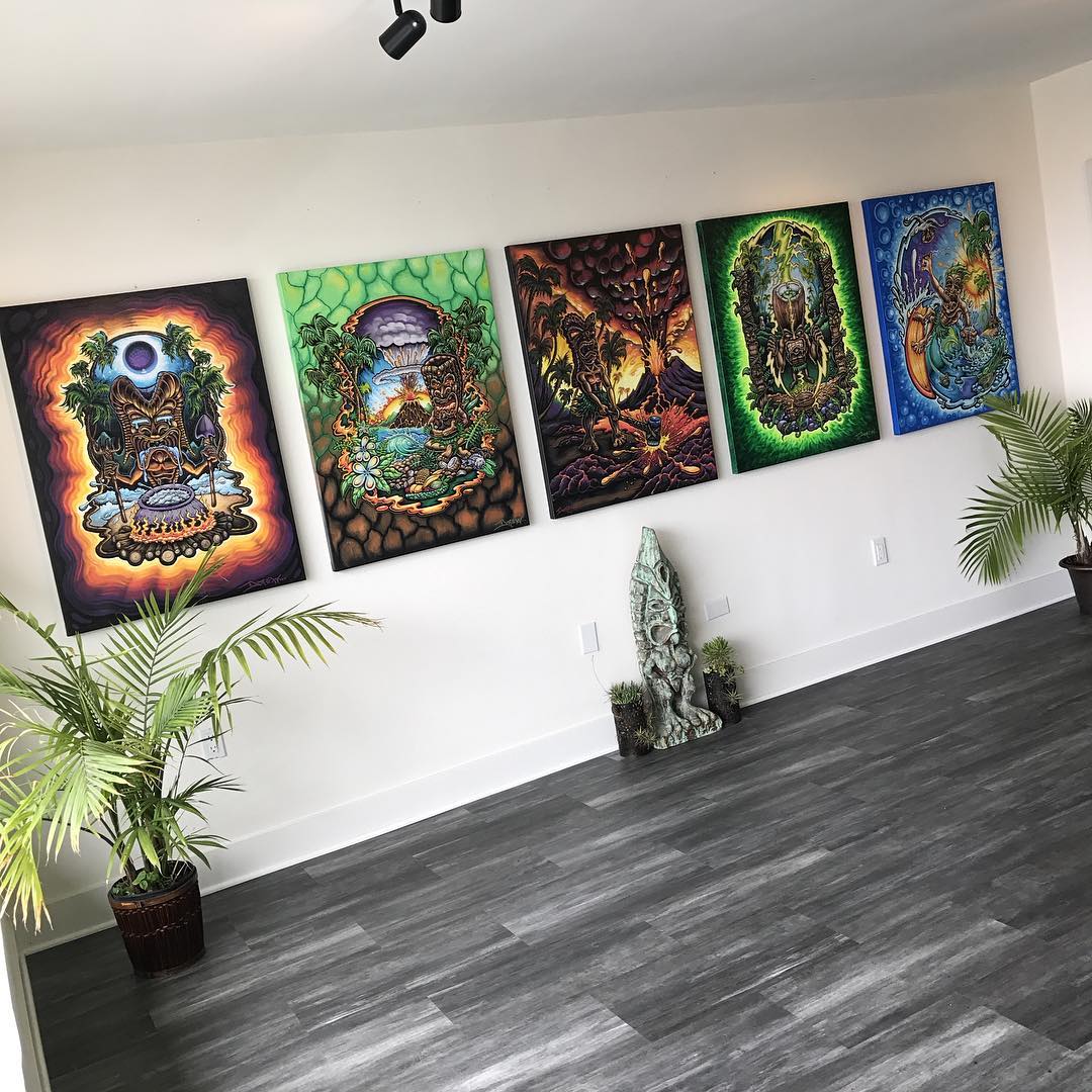 SOLD! MIDNIGHT TIKI 40" x 30" Original painting on Canvas by Drew Brophy MOTHER EARTH SERIES