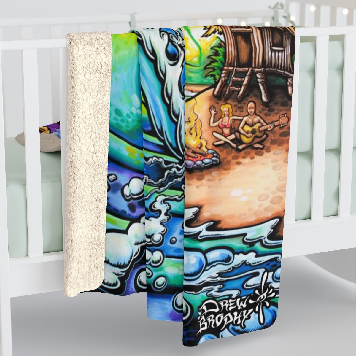 Beach Fire Sherpa Fleece Blanket