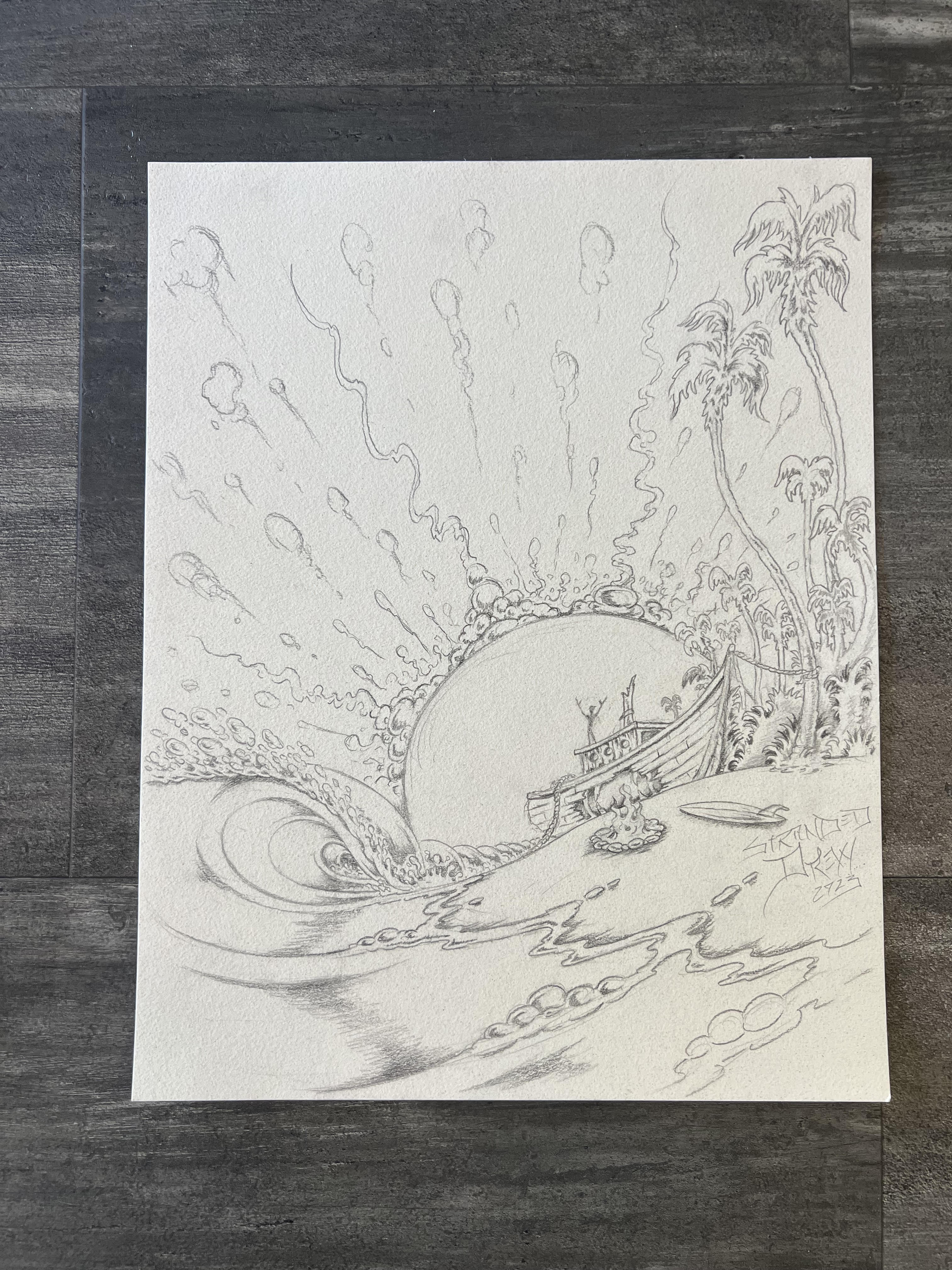 SOLD! STRANDED 11"x14" Graphite Sketch on Paper