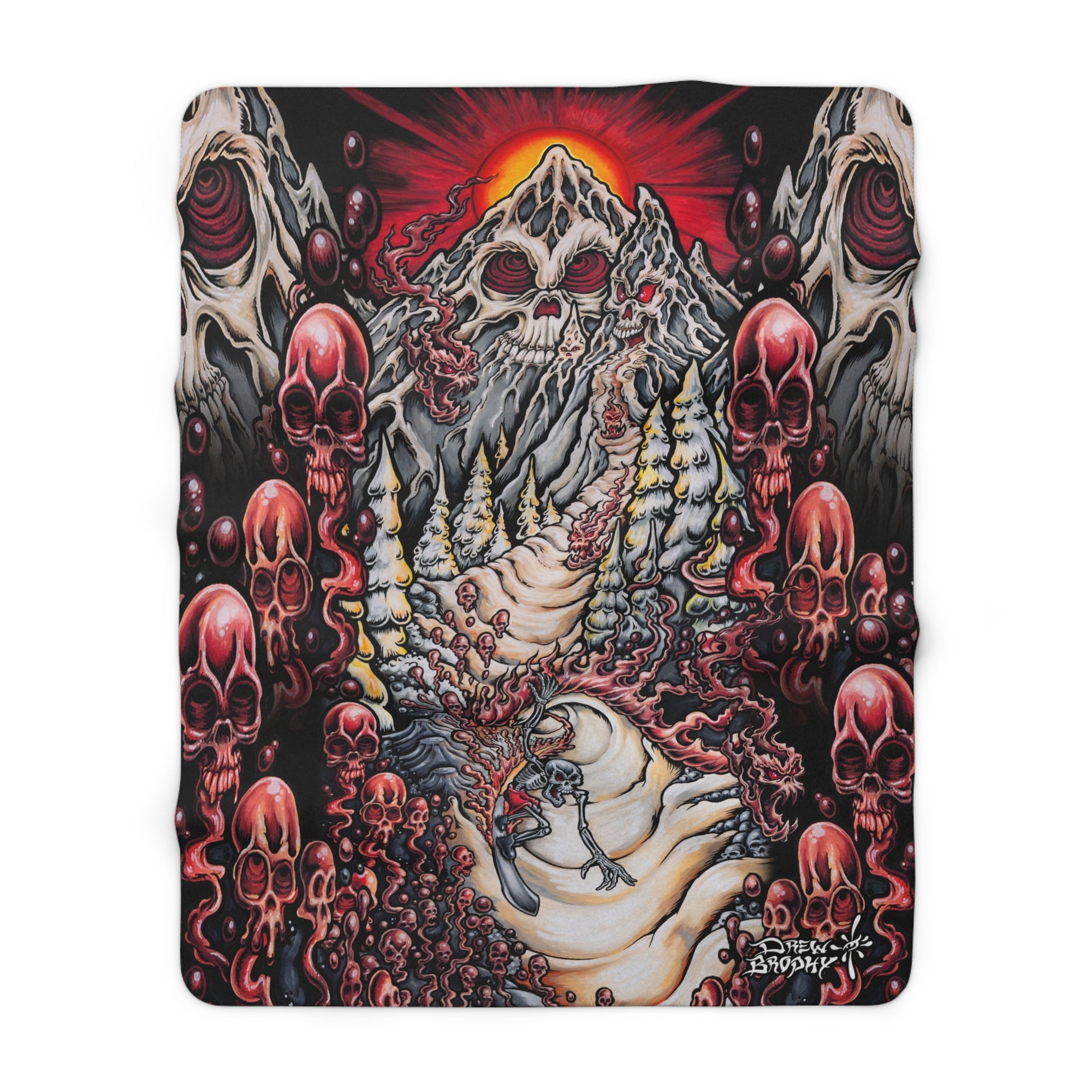 Lost Mountain, Snowboard, Drew Brophy art Gothic Sherpa Fleece Blanket, Cozy Home Decor, Halloween Gift, Warm Throw, Unique Art Blanket, Perfect for Horror Lovers