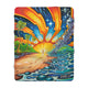 Step into the sun, Drew Brophy Art, Vibrant Beach Scene Sherpa Fleece Blanket, Cozy Throw, Boho Home Decor, Beach Vibes, Gift for Nature Lovers