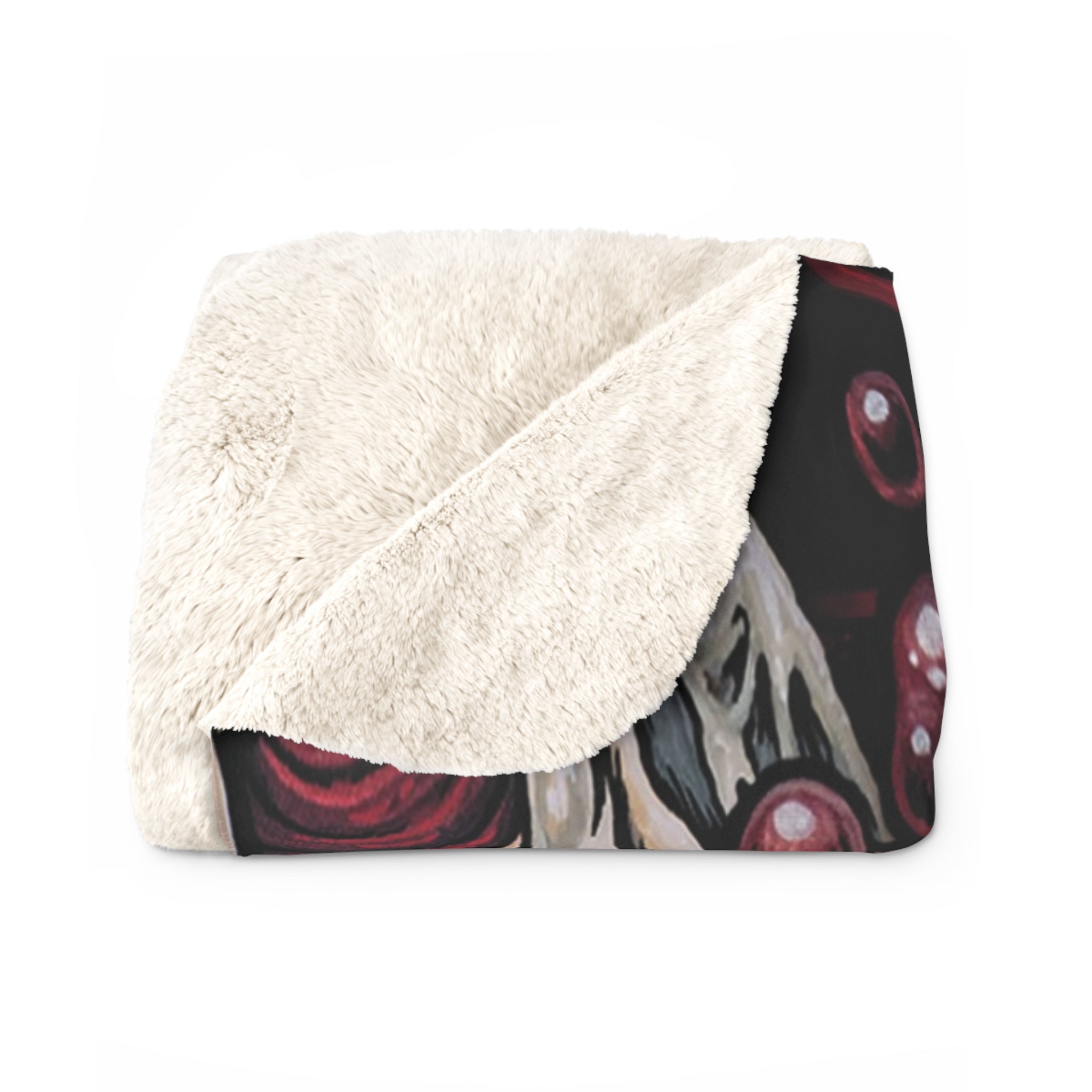 Lost Mountain, Snowboard, Drew Brophy art Gothic Sherpa Fleece Blanket, Cozy Home Decor, Halloween Gift, Warm Throw, Unique Art Blanket, Perfect for Horror Lovers