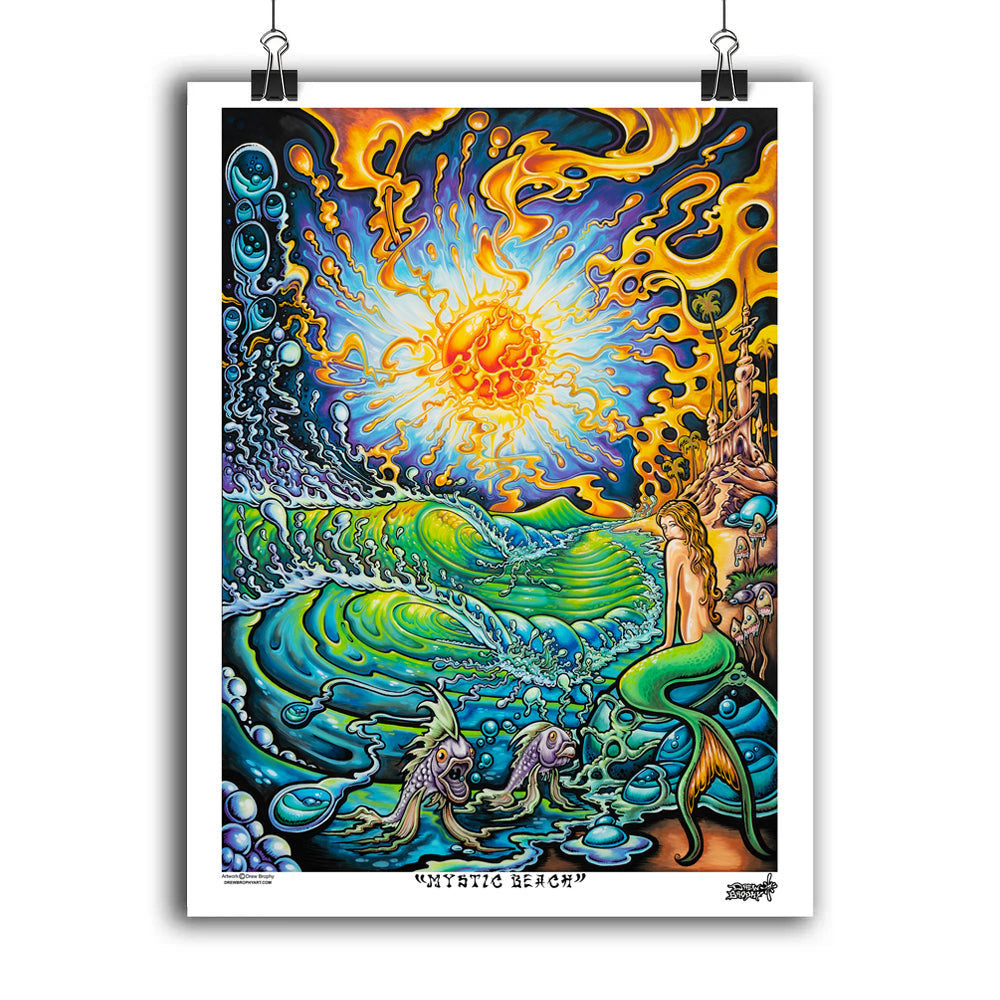 Mystic Beach Fine Art Print by Drew Brophy