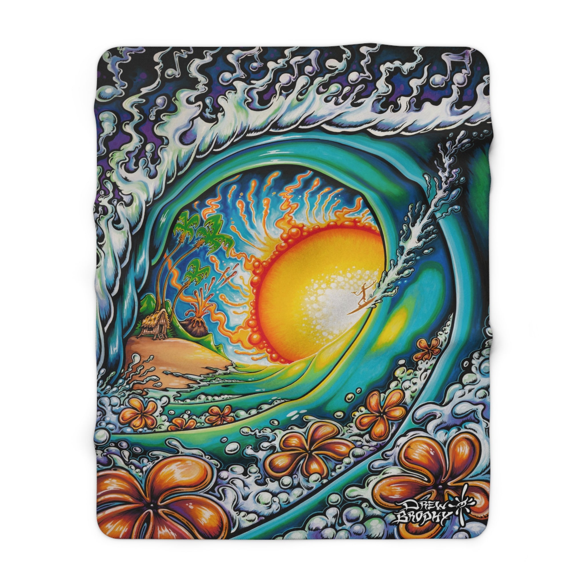 ALOHA SUNSET Sherpa Fleece Blanket