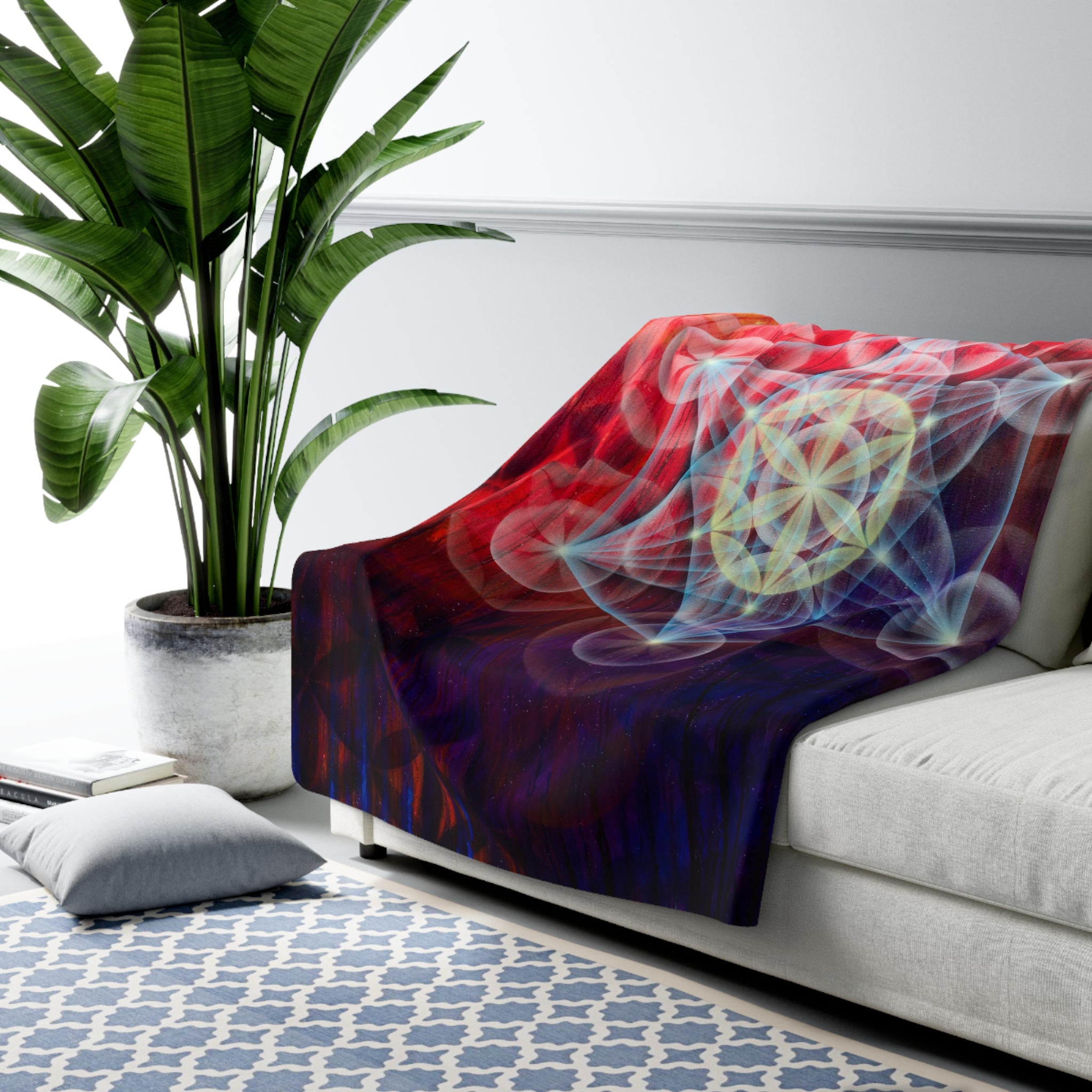 Metatron's Cube Sherpa Blanket – Spiritual Geometric Fleece Throw