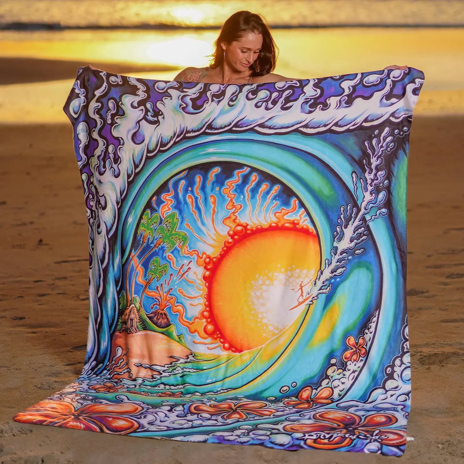 ALOHA SUNSET Sherpa Fleece Blanket