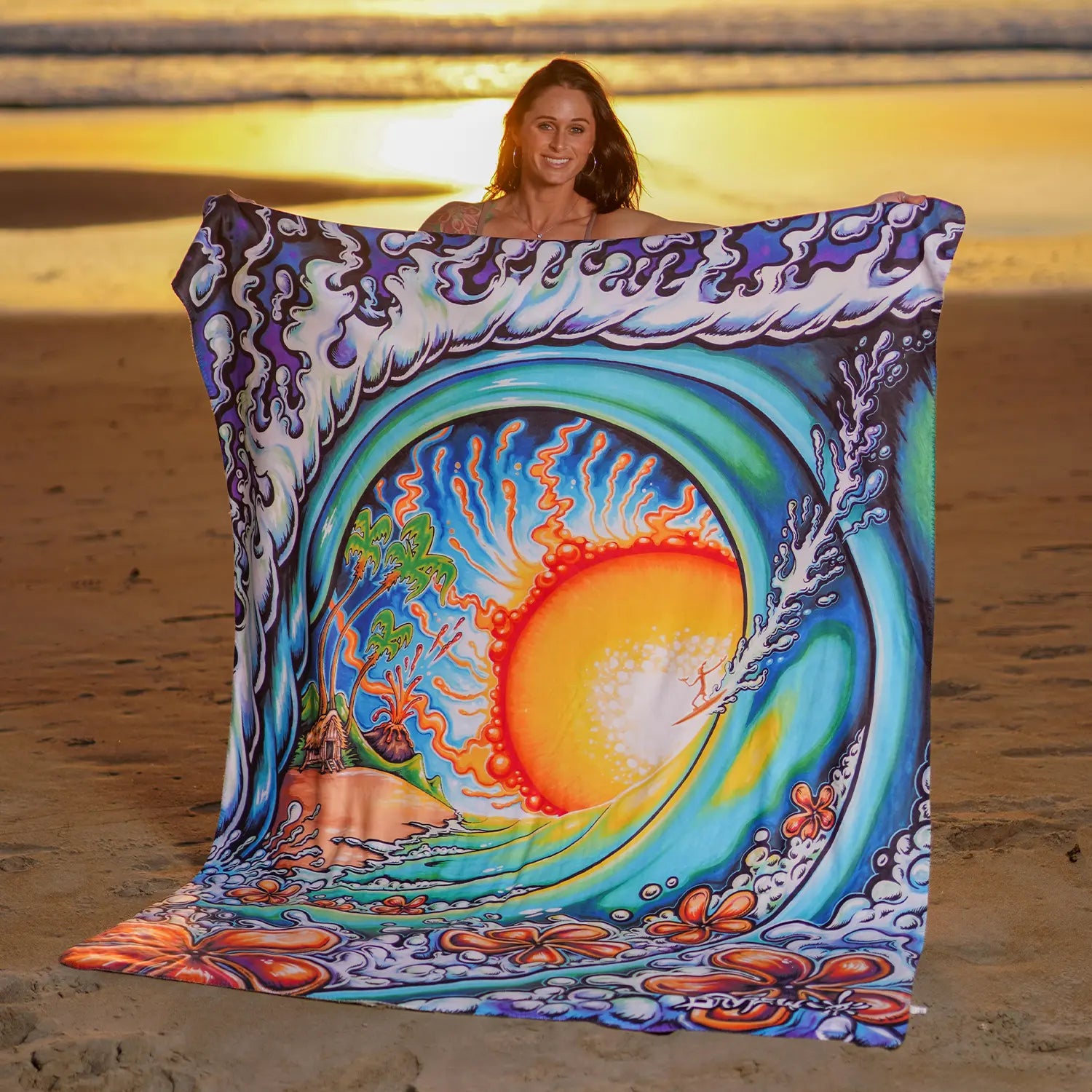 ALOHA SUNSET Sherpa Fleece Blanket