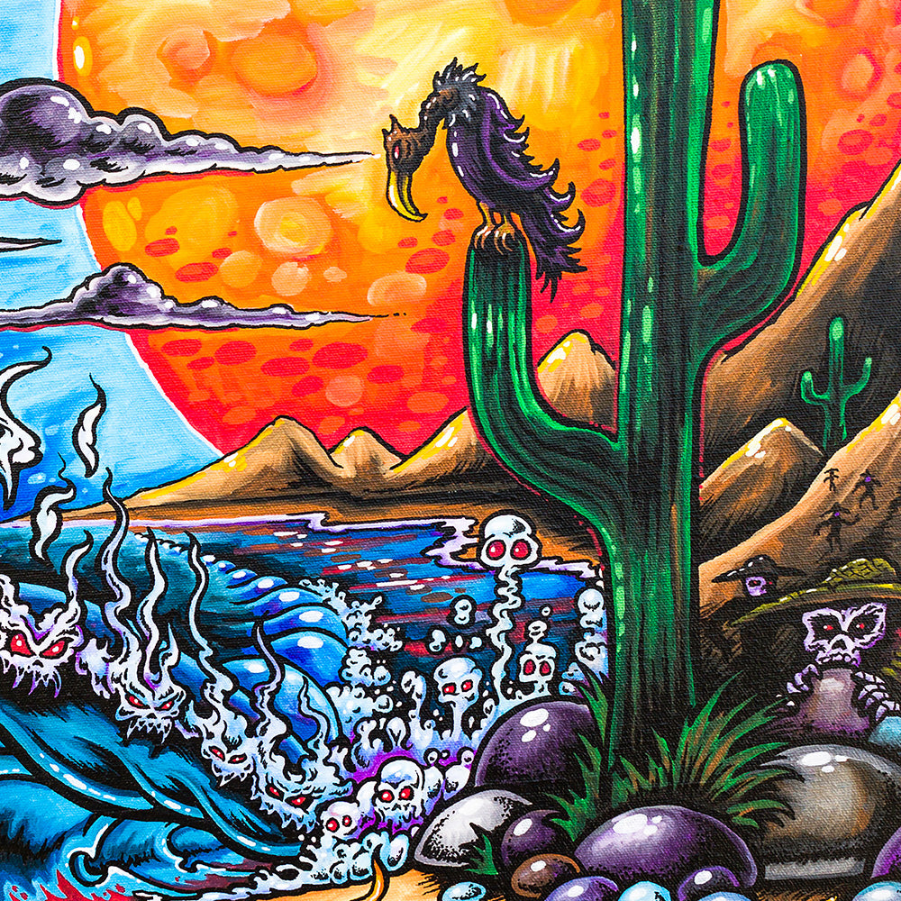Baja Bad surf art by Drew Brophy canvas print zoomed in.