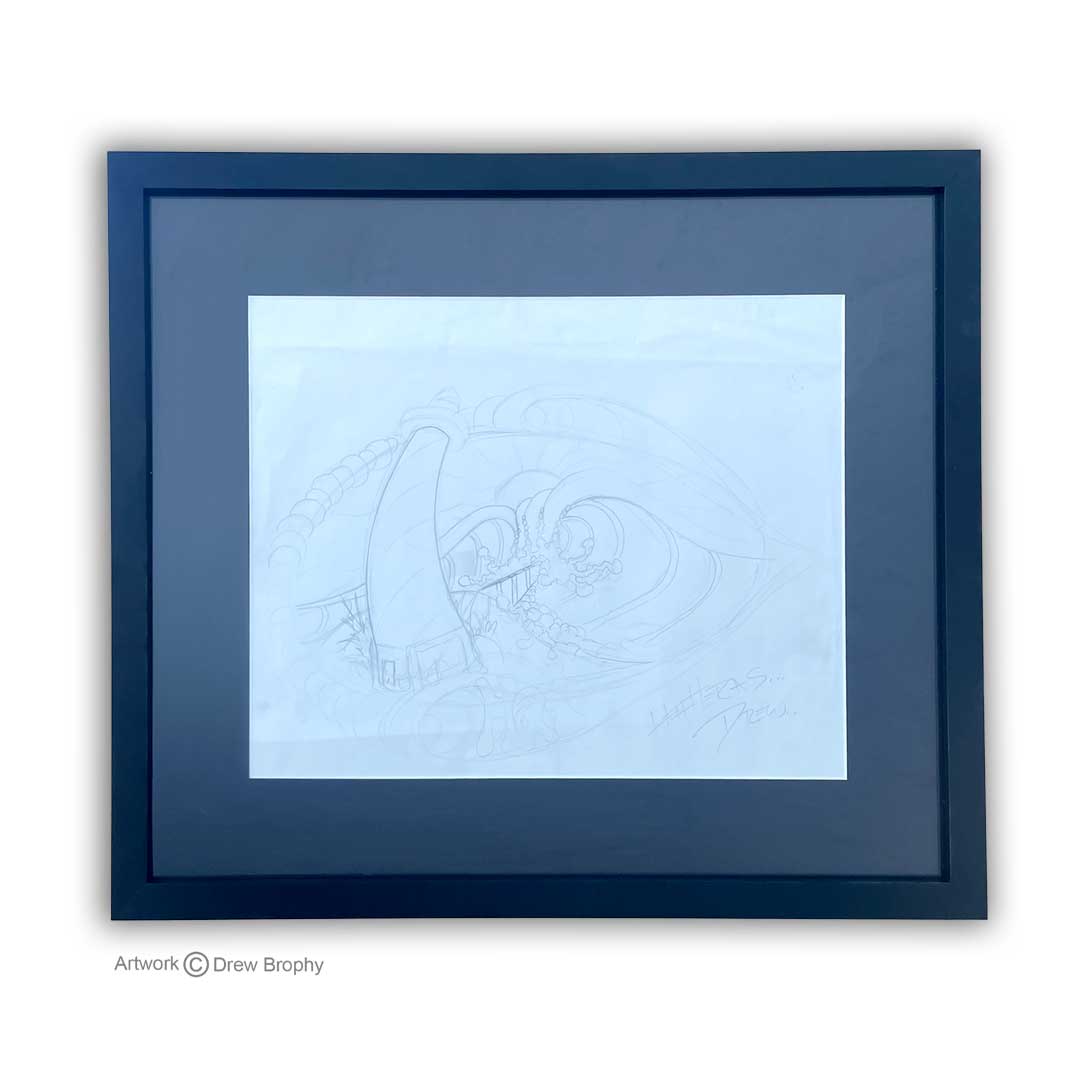 Hatteras graphite sketch on Paper 17" x 20" Framed in black frame and plexiglass