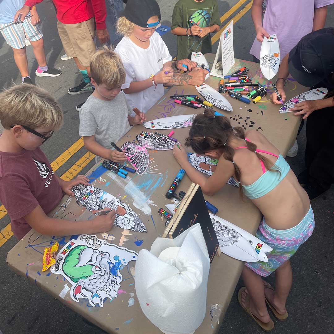 Paint Party Coloring Pack - mini surfboard and skateboard coloring templates.