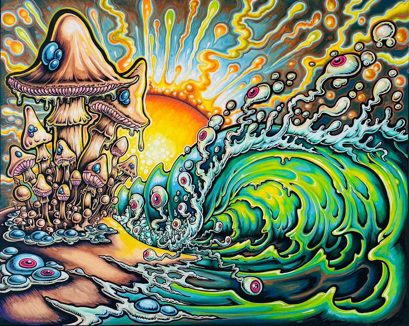 SOLD! Mushroom Tube Original Painting by Drew Brophy