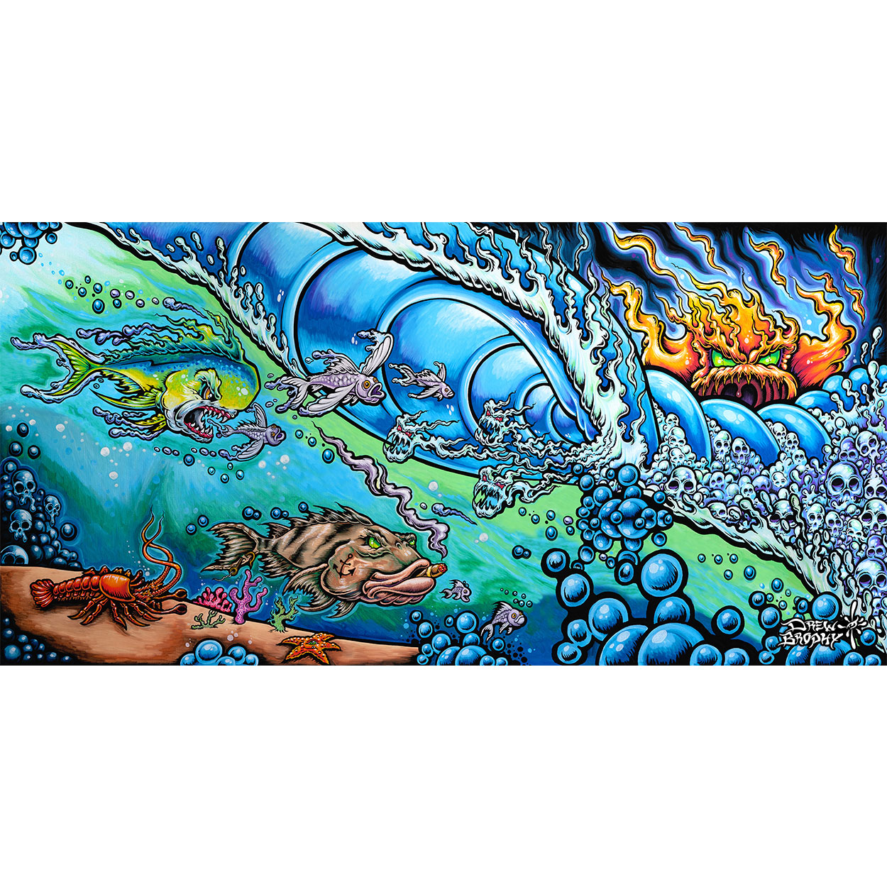 Drew Brophy Art - Sea Hunters - Surf Art - Wall Art Decor-lost-style-painting