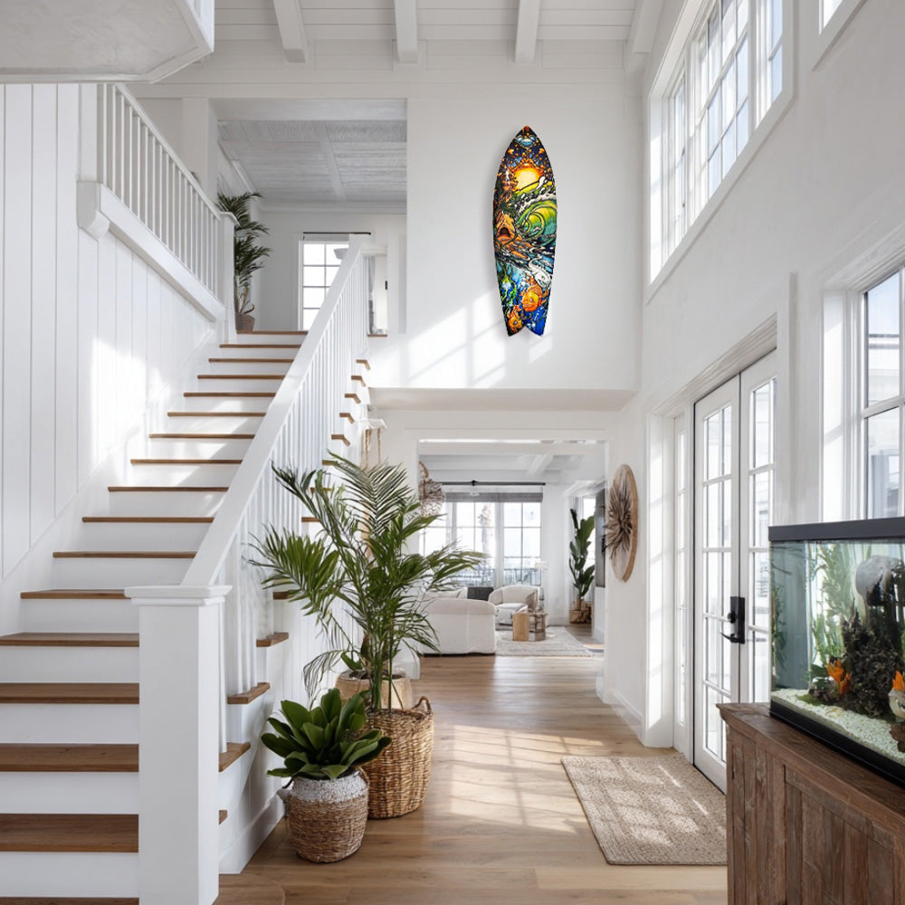 Decorative Surfboard Art - Mother Ocean 6'0" retro surfboard Lifestyle shot