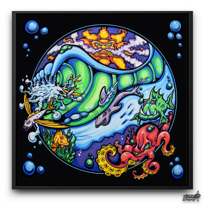WhyLand by Drew Brophy canvas print with black frame. Featured in the vintage art collection.